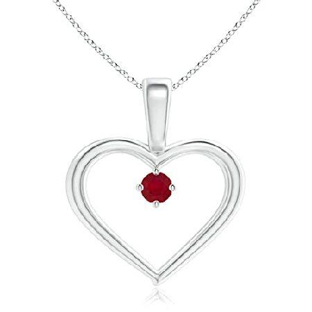 Angara 925 Silver Women Heart Necklace in Ruby (0....