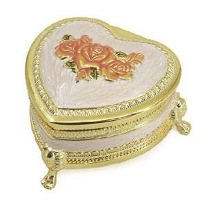 ROSIKING Gold Heart Emboss Alloy Metal Music Box Wind Up Antique Jewelry Musical Boxes Christmas Birthday Valentine's Day Gifts Plays la Vie e並行輸入｜feathercloud