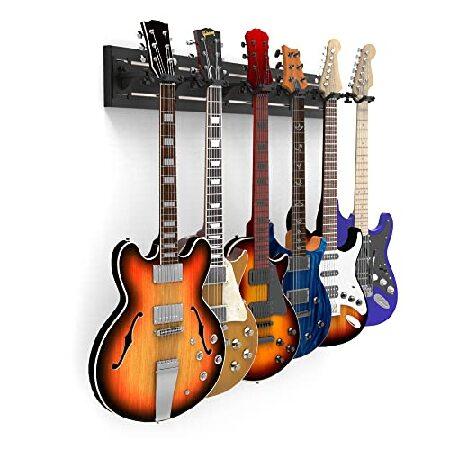 Horizontal Guitar Wall Mount + 6 Black Guitar Hook...