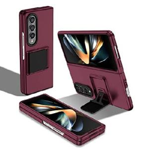 SHIEID Case for Samsung Galaxy Z Fold 4, [Adjustable Bracket] Shockproof PC Shell with Lens Protection Cell Phone Cover, Wine red並行輸入｜feathercloud