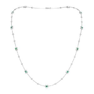 Angara Natural Emerald Pendant Necklace for Women, Girls in 14K White Gold (Grade-A | 2.9mm) May Birthstone Jewelry Gift for Her | Birthday | 並行輸入