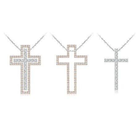 Angara Natural Diamond Cross Pendant Necklace for ...