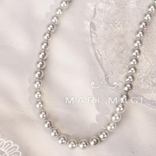 MARI MAGI パールネックレス レディース 真珠 6mm 40cm ガラス 冠婚葬祭 結婚式 ...