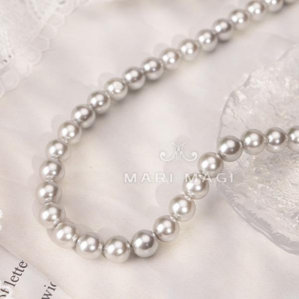 MARI MAGI パールネックレス レディース 真珠 8mm 40cm ガラス 冠婚葬祭 結婚式 ...