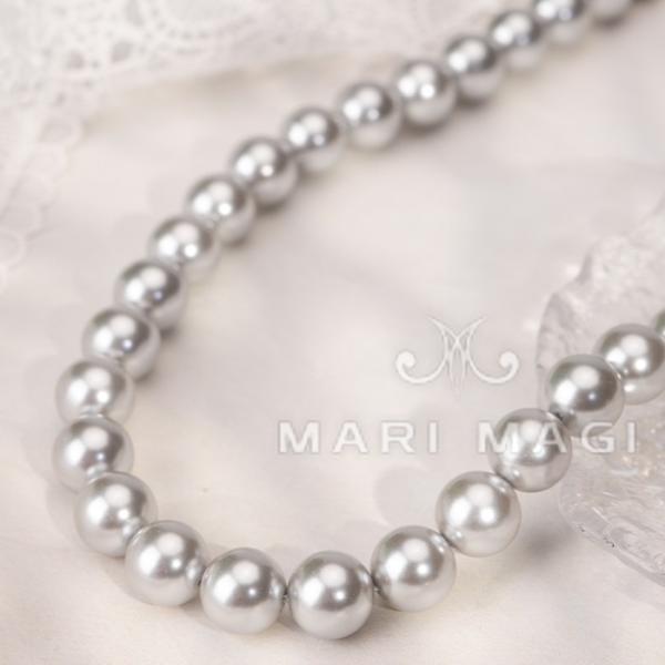 MARI MAGI パールネックレス レディース 真珠 10mm 40cm ガラス 冠婚葬祭 結婚式...