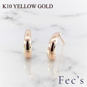 ジュエリーフィガロ ピアス K10 YG フープ ハーフフープ ピアス フープ