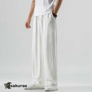リネンパンツ メンズ リラックスパンツ サルエ...の詳細画像1