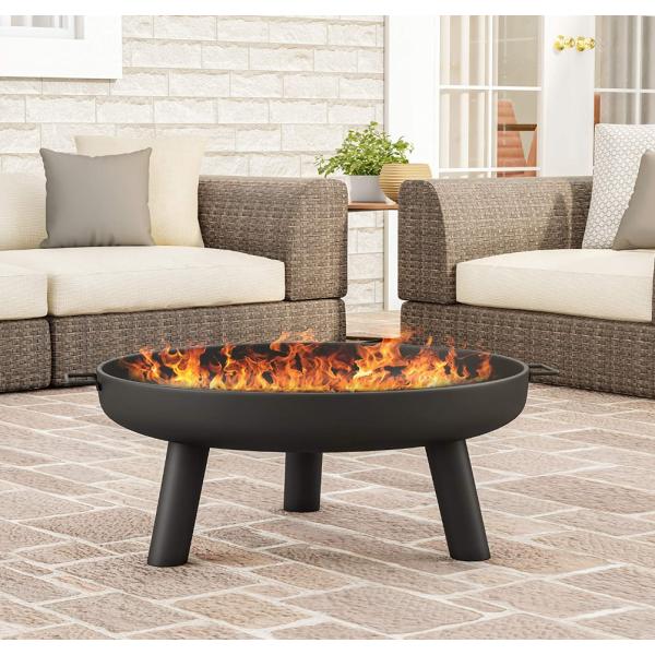 大型丸型ファイヤーピット、屋外薪火ボウル、防錆鋳鉄暖炉、屋外裏庭デッキキャンプビーチ用