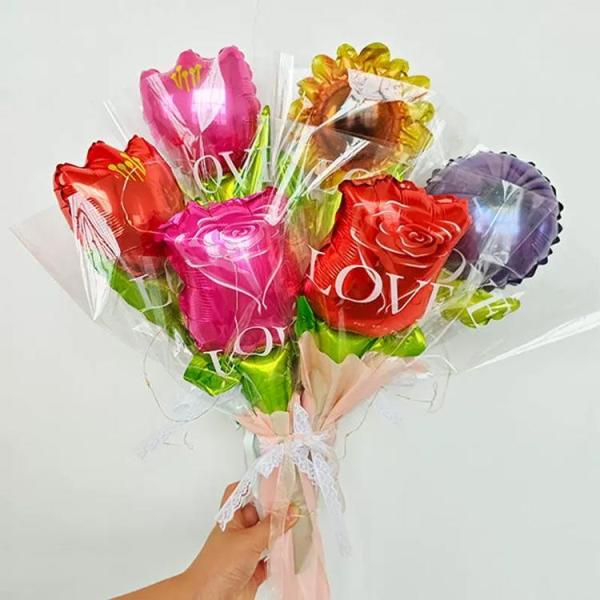 推し活 お花モチーフ バルーン 卒業式 入学 ブーケ 入園 お祝い 花束 ミニ スティックバルーン ...