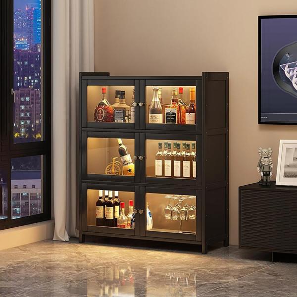 限定特別価格ウイスキー ワインバーキャビネット お酒収納ラック 自立式ワインラック 透明アクリル素材...