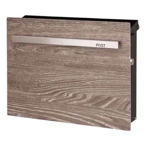 郵便ポスト・ノイエキューブ ウッド  シャビ―テイスト（壁掛け仕様：ウッド/チェスナット）[P-78...