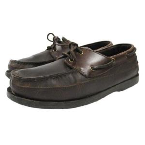 中古BROWN SHOE 2トーン レザー モカシン デッキシューズ 焦げ茶×茶 古着 mellow