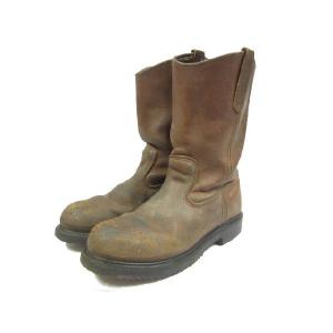 RED WING PECOS/レッドウイング  ペコスブーツ スチールトゥ 茶 Made in U.S.A 【US 7 1/2 D】【古着屋mellow】｜feeling-mellow