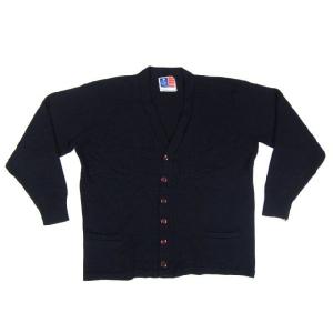 中古　SCHOOL APPAREL アクリルニットカーディガン 濃紺 サイズ：XL｜feeling-mellow