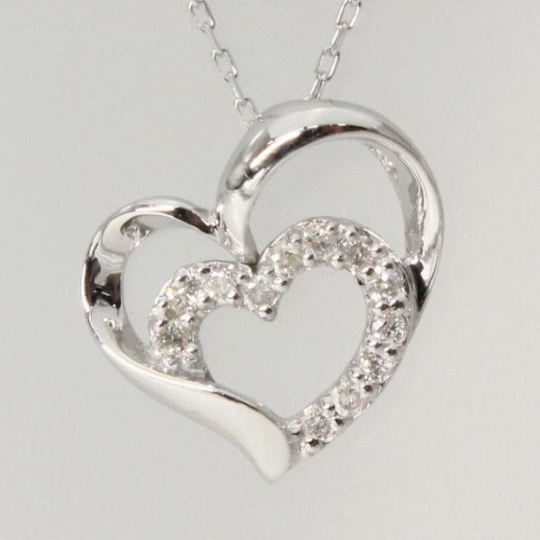K10ホワイトゴールド オープンハート ダイヤ ネックレス fefプライス