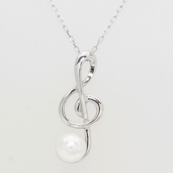K10ホワイトゴールド ト音記号 音符 パール ネックレス fefプライス