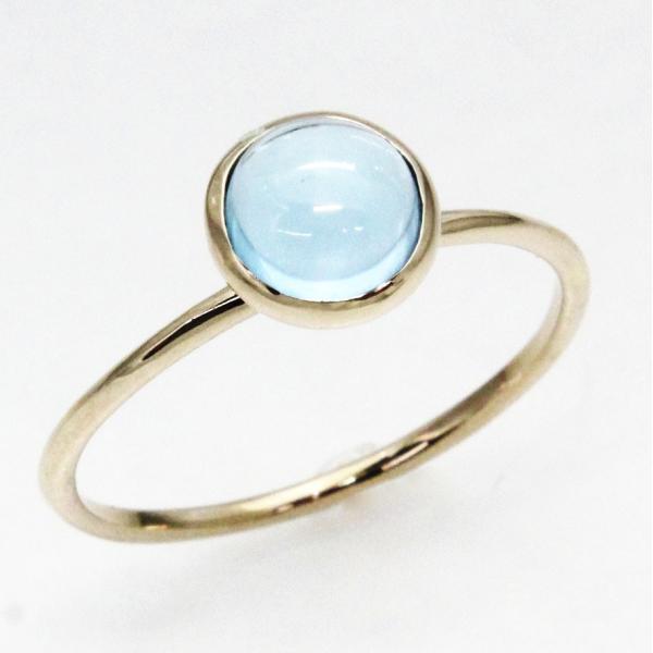 K10イエローゴールド ブルートパーズ カボション 11月 誕生石 重ね着けリング 指輪 fefプラ...