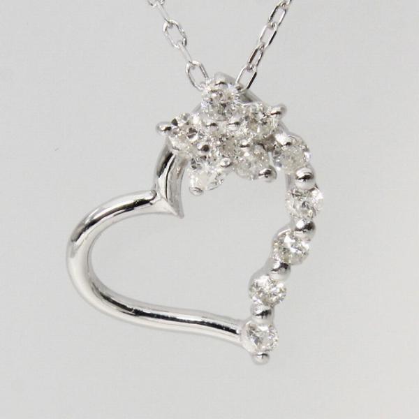 K18 ホワイトゴールド オープンハート ダイヤ ネックレス fefプライス