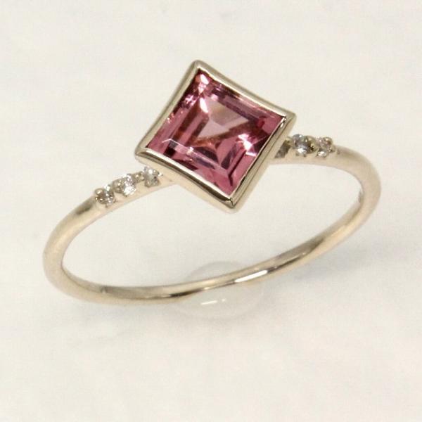 K10イエローゴールド ピンクトルマリン 10月 誕生石 重ね着けリング 指輪 fefプライス