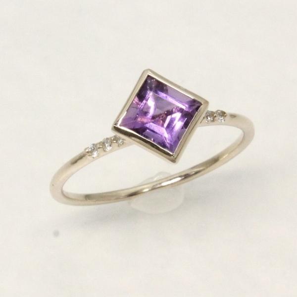 K10イエローゴールド アメジスト 2月 誕生石 重ね着けリング 指輪 fefプライス