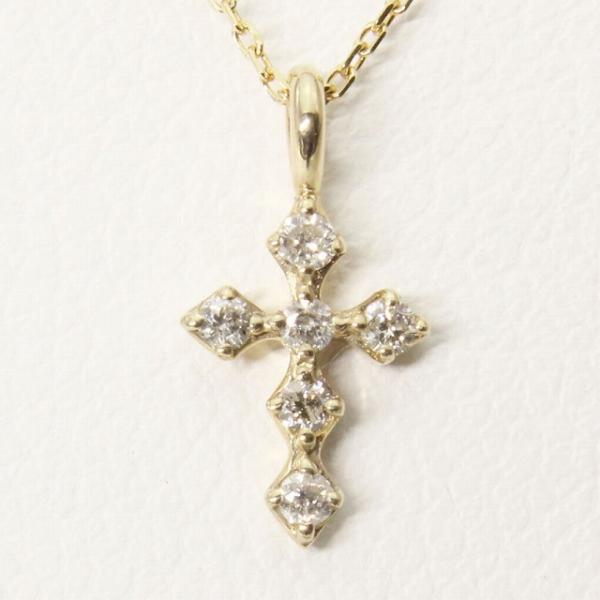K10 イエローゴールド クロス 十字架 ダイヤモンド ネックレス fefプライス