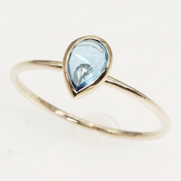 K10イエローゴールド ブルートパーズ カボション 11月 誕生石 重ね着けリング 指輪 fefプラ...