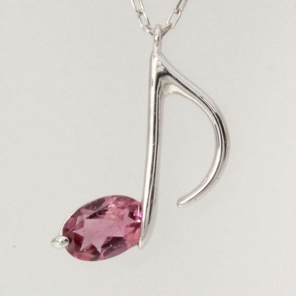 K10ホワイトゴールド 八分音符 音符 ピンクトルマリン ネックレス fefプライス