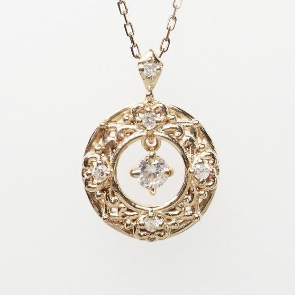 K10イエローゴールド 天然ダイヤモンド ダイヤ クラシカル ネックレス fefプライス