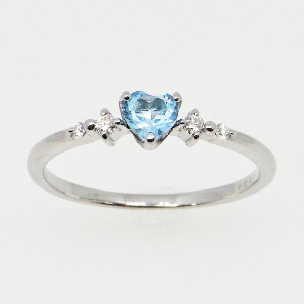 K10ホワイトゴールド ブルートパーズ ハートシェイプカット ハート ダイヤ リング 指輪 fefプ...