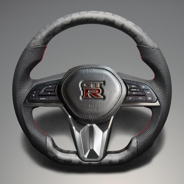 FEGGARI GT-R R35 ステアリング マットフォージッドカーボン x 本革(ダークグレー)...