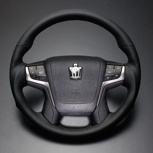 ランドクルーザー 200系 後期 オールダークグレーレザー ガングリップ ウッド パンチング本皮調レ...