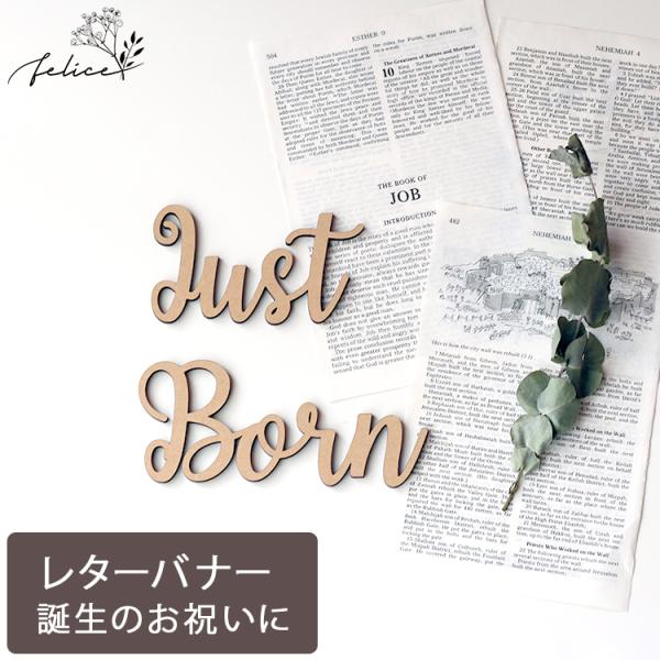 Just Born ウッドレター No.1シリーズ 木製 出産 新生児 赤ちゃん 誕生日 お祝い ベ...