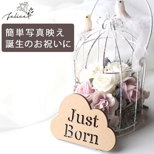 Just Born プレート タイプ 雲 木製 ウッドレター 出産 新生児 赤ちゃん 誕生日 お祝い...