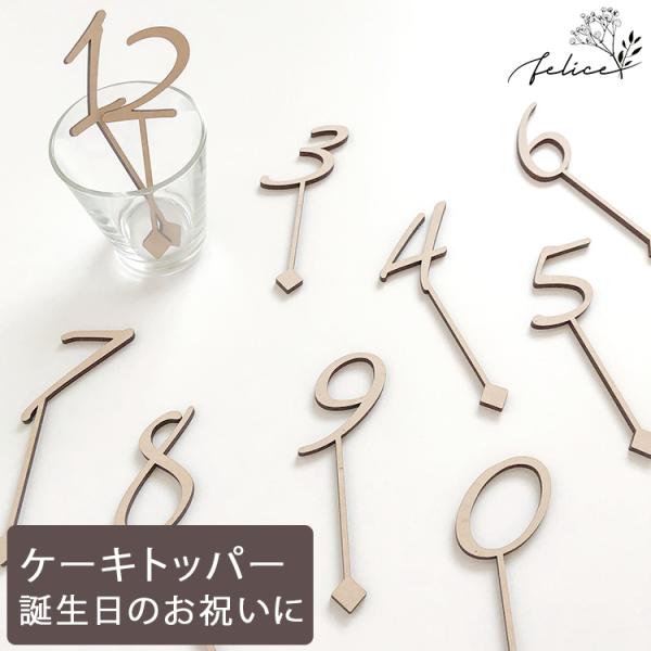ケーキトッパー 数字トッパー 10本セット 木製 誕生日ケーキ マンスリーフォト 月齢フォト 成長記...
