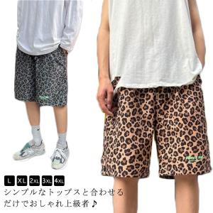 ハーフパンツ メンズ ヒョウ柄 ゆったりショート...の商品画像