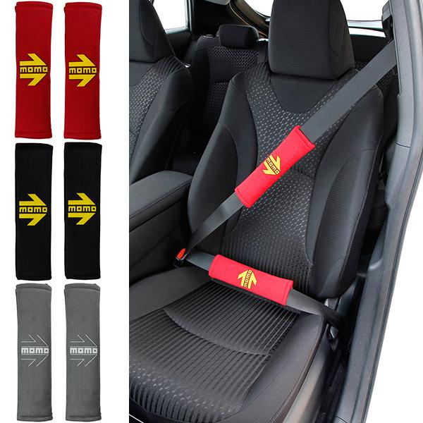 MOMO シートベルトパッド 2個セット 軽自動車 コンパクトカー ミニバン モモ ARROW レッ...