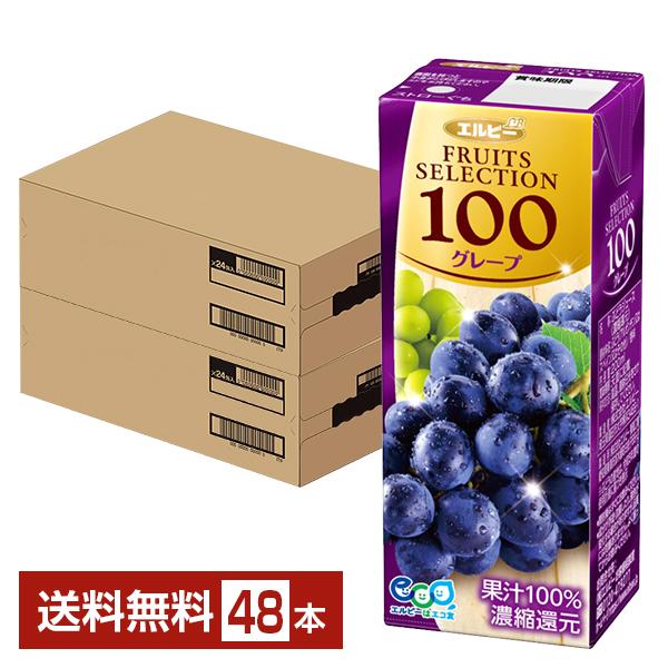 エルビー フルーツセレクション グレープ100 200ml 紙パック 24本×2ケース（48本） 送...