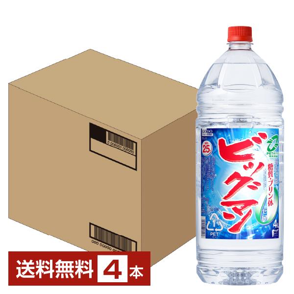 合同酒精 ビッグマン 25度 ペットボトル 4000ml （4L） 4本 1ケース 甲類焼酎 糖質ゼ...