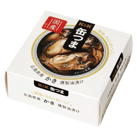 缶詰 K&amp;K 缶つま 広島県産 かき 燻製油漬け 60g 食品 おつまみ 包装不可