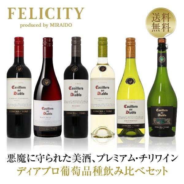カッシェロ デル ディアブロ 葡萄品種飲み比べ 6本セット 750ml×6  送料無料 包装不可