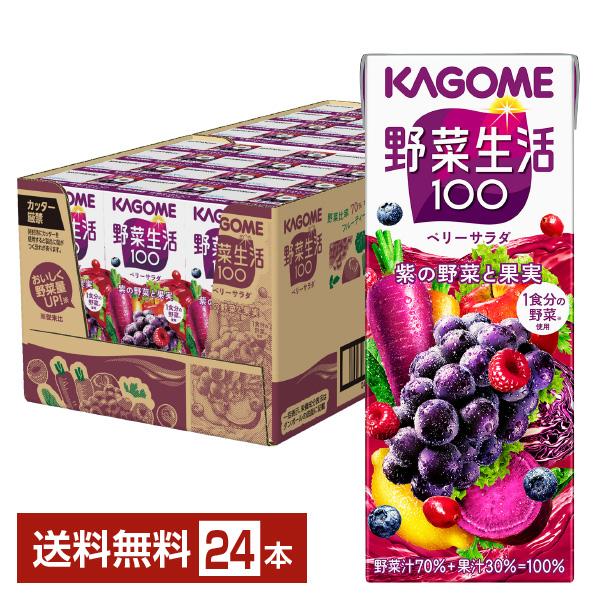 カゴメ 野菜生活 100 ベリーサラダ 200ml 紙パック 24本 1ケース 送料無料