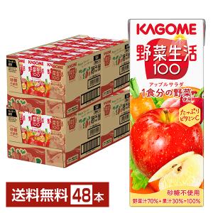 カゴメ 野菜生活 100 アップルサラダ 200ml 紙パック 24本×2ケース（48本） 送料無料