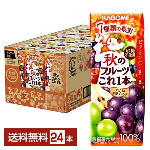 季節限定 カゴメ 秋のフルーツこれ一本 ぶどう＆洋梨ブレンド 200ml 紙パック 24本 1ケース...