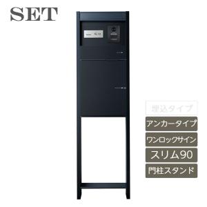 ヴィコDB 門柱スタンドH1600 アンカータイプセット スリム90 ワンロック ベネ パターン2｜feliju