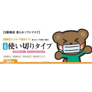 子ども用マスク 50枚 [青色] 使い捨てマスク 3層構造 ウイルス飛沫対策 同梱不可 送料無料対象外｜felista