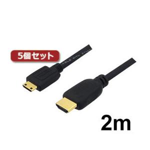 5個セット 3Aカンパニー ミニHDMIケーブル 2m 4K/3D対応 HDMI-miniHDMI変...
