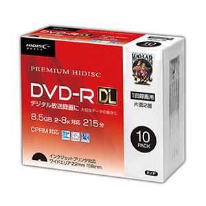 10個セット HIDISC DVD-R DL 8倍速対応 8.5GB 1回 CPRM対応 録画用 インクジェットプリンタ対応10枚　スリムケース入り HDDR21JCP10SCX10｜felista