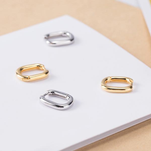 【送料無料】シルバーピアス フープピアス シンプル スクエアフープ 鎖 シルバー925 silver...