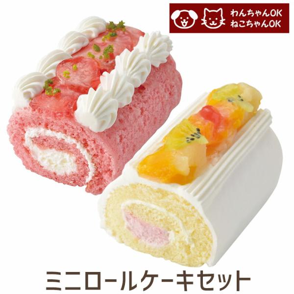 わんちゃん ねこちゃん用ミニロールケーセット （苺とフルーツ）誕生日ケーキ バースデーケーキ  ペッ...