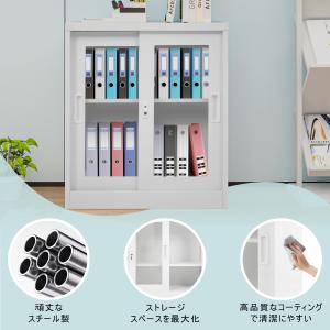 スチール書庫 引き戸タイプ 鍵付き書庫 書庫 ...の詳細画像1